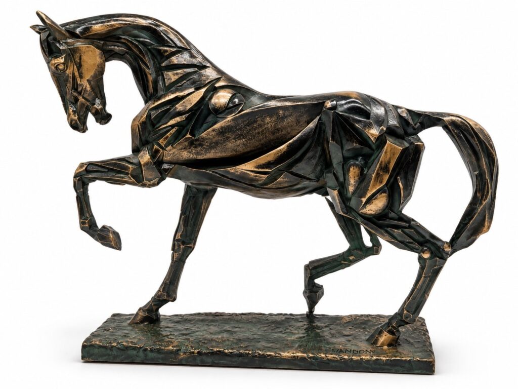Cavallo 2000, similmarmo pat bronzo, 40x11x31cm