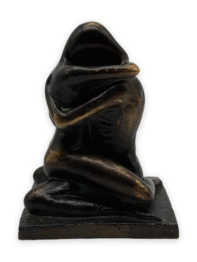Abbraccio, h 18cm, similmarmo patina bronzo