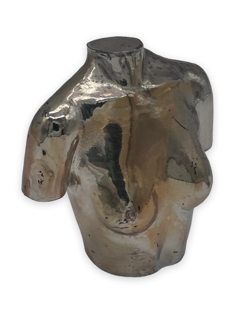 Busto di donna, h16cm, pat argento
