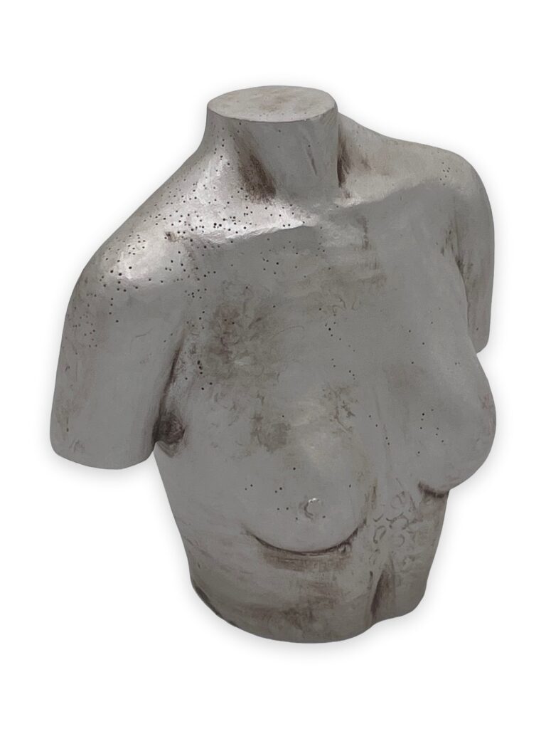 Busto di donna, h16cm, patina bianca