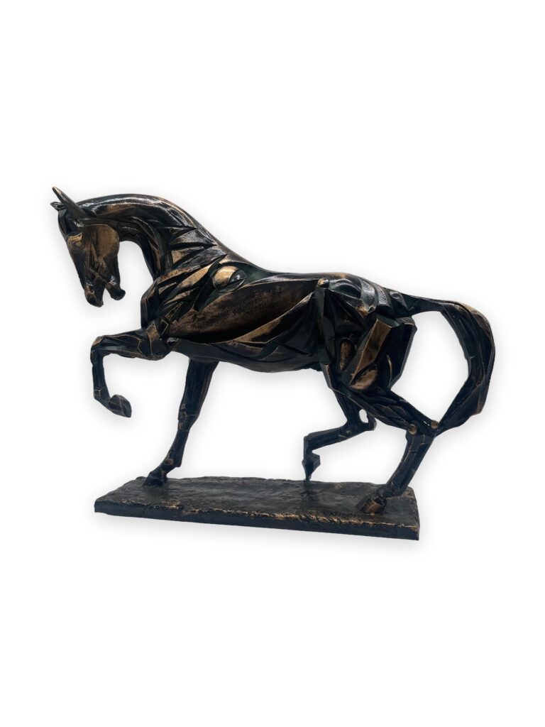 Cavallo 2000, similmarmo pat bronzo, 40x11x31cm
