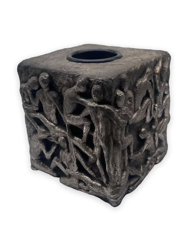 Cubo vaso, bronzo, 20x20x20cm
