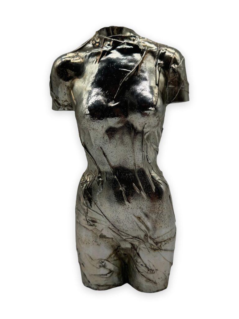 Donna vestita, resina orig, h23cm pat argento