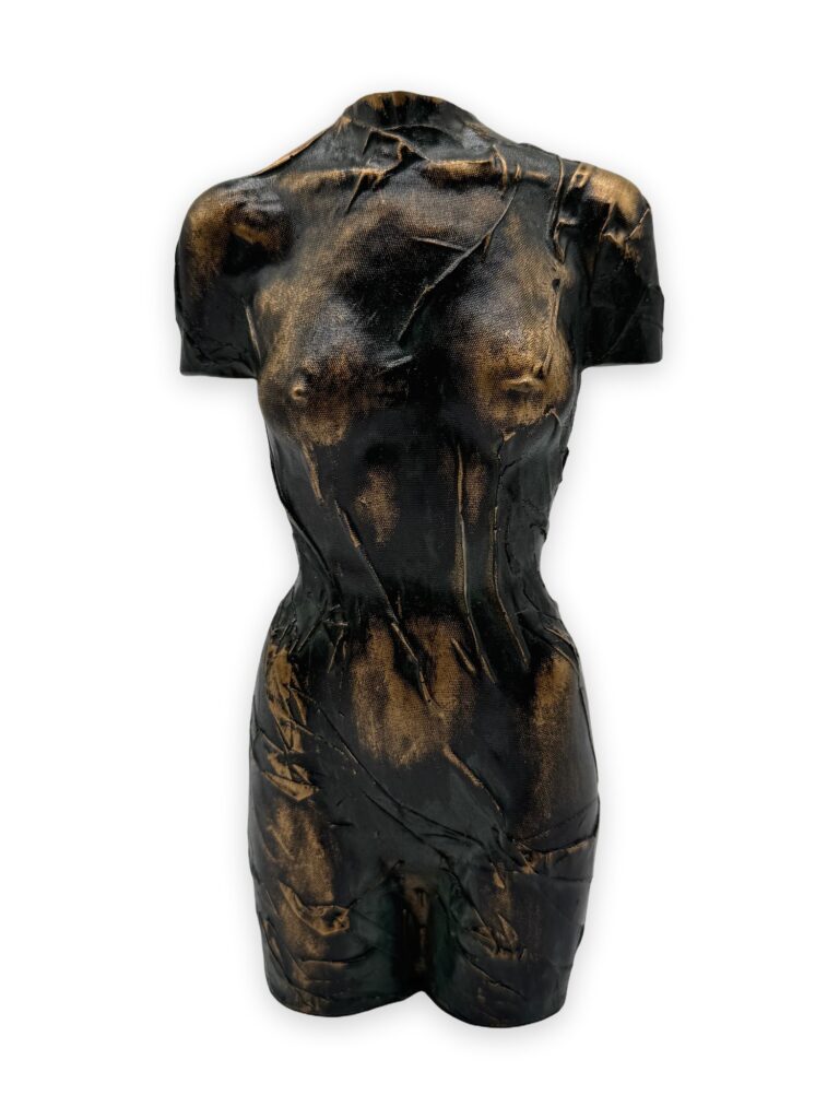 Donna vestita, resina orig, h23cm pat bronzo