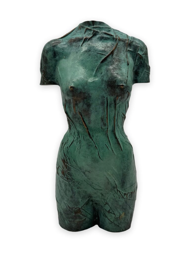 Donna vestita, resina orig, h23cm pat verde