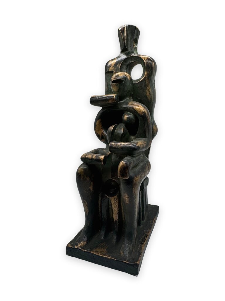 Famiglia, ed 175, 24x16x54cm, similmarmo patina bronzo