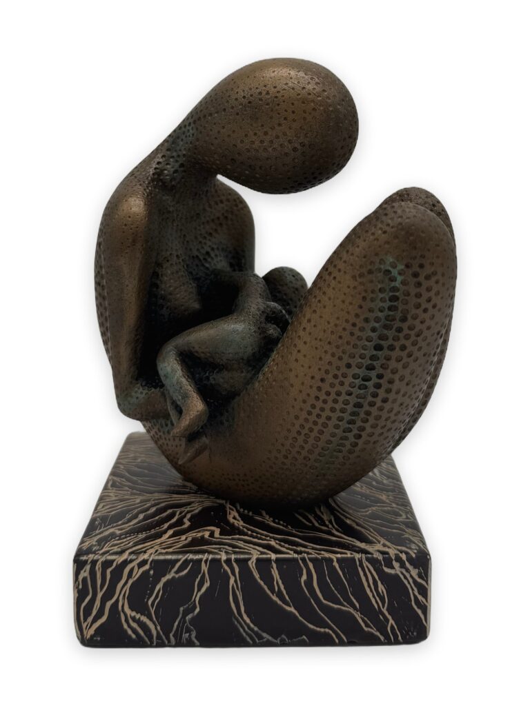 Maternità pi., h 16 cm similmarmo patina bronzo