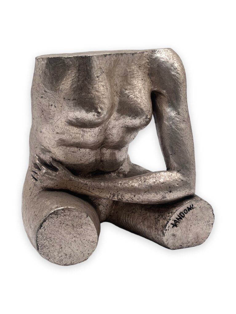 Nudo, fermalibri, 21x21x23cm ed 1000 similmarmo patina argento