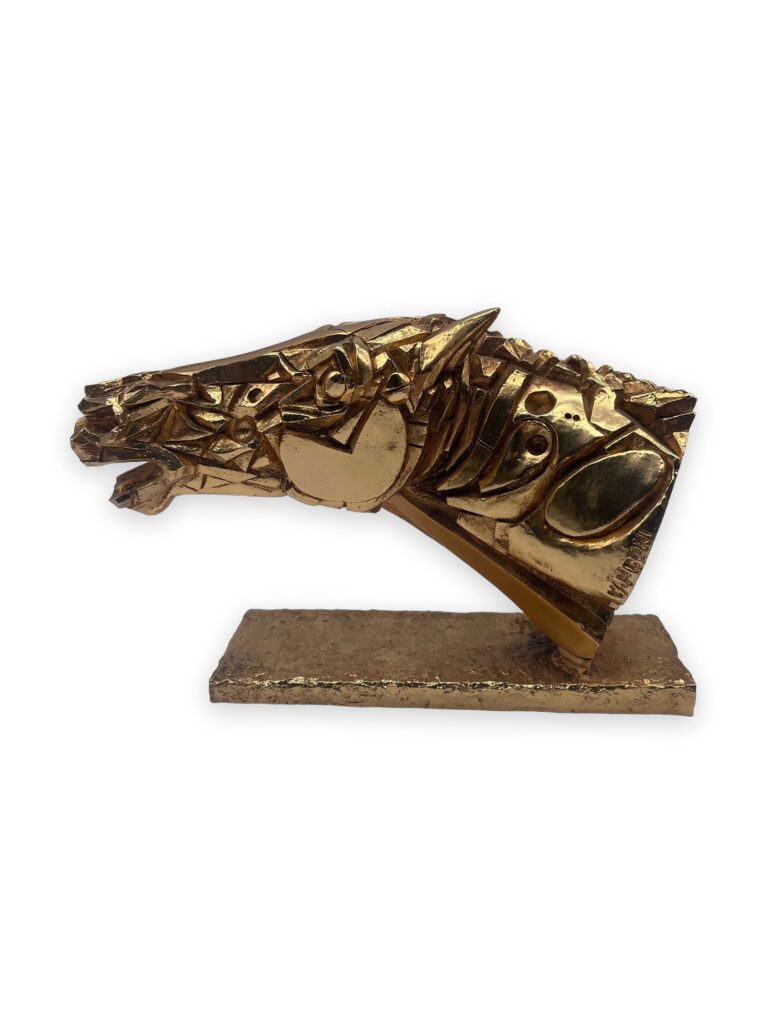 Testa di cavallo, 1990, 20x13cm, patina oro